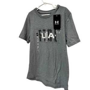 NWT Under Armour Youth Gray Short Sleeve T-Shirt Kids Size‎ S Sports Casual